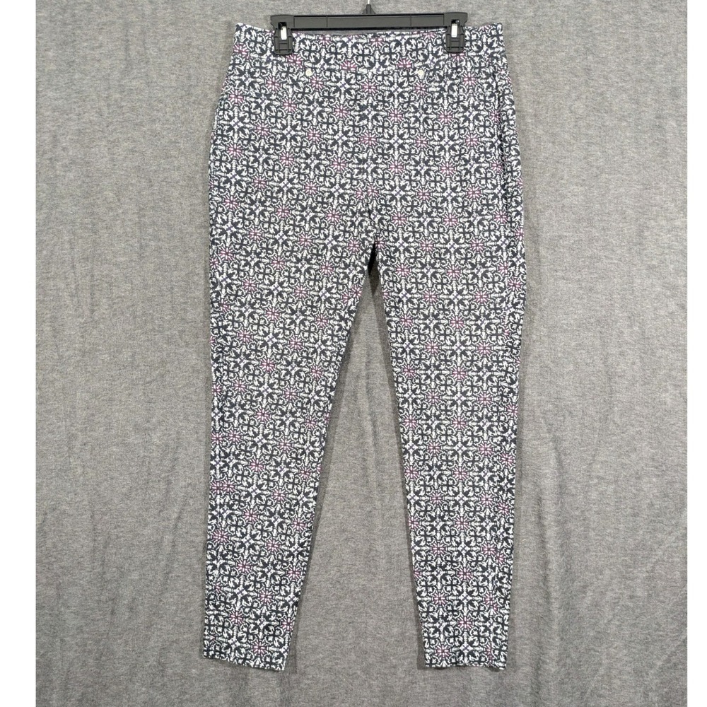 Michael Kors Womens Black White Floral Pull On Jeggings Stretch Jeans Size‎ L